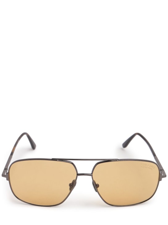 Tom Ford: Tex Aviator metal sunglasses - Rose Gold/Brown - women_0 | Luisa Via Roma