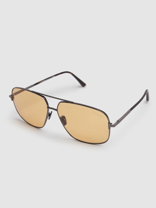Tom Ford: Tex Aviator metal sunglasses - Rose Gold/Brown - women_1 | Luisa Via Roma