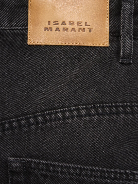 Marant Etoile: Gonna midi Vandy in denim di cotone con bottoni - Nero Delave' - women_4 | Luisa Via Roma