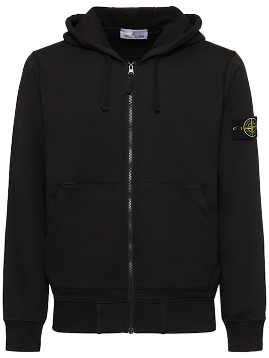Stone Island: Cotton zip hoodie - men_0 | Luisa Via Roma