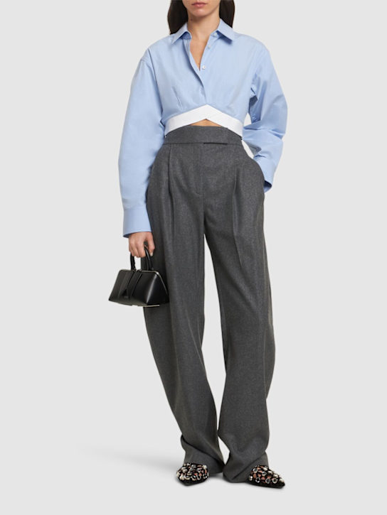 Alexander Wang: Cropped shirt w/ twisted hem - Light Blue - women_1 | Luisa Via Roma