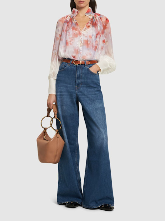 Zimmermann: Crush printed viscose shirt - Cream/Multi - women_1 | Luisa Via Roma