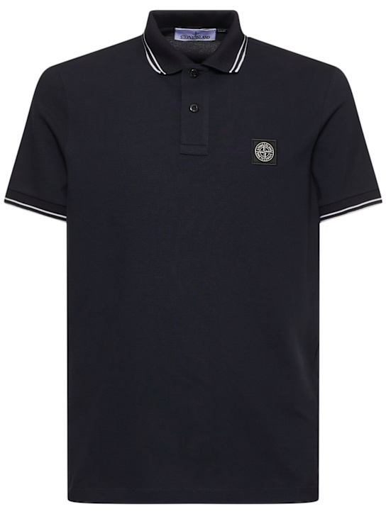 Stone Island: Logo cotton blend polo - men_0 | Luisa Via Roma