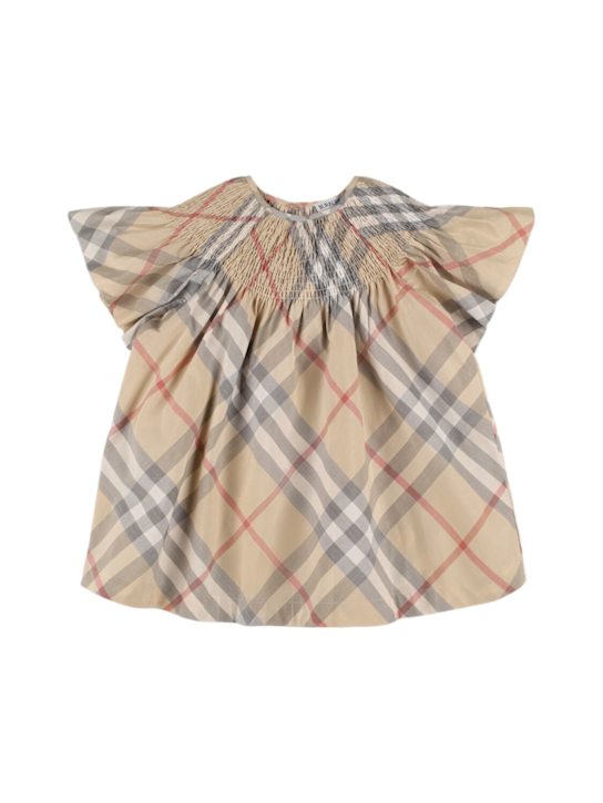 Burberry: Vestito in popeline di cotone check - kids-girls_0 | Luisa Via Roma