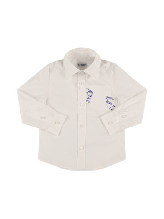 Burberry: Camicia in popeline di cotone stretch - kids-boys_0 | Luisa Via Roma