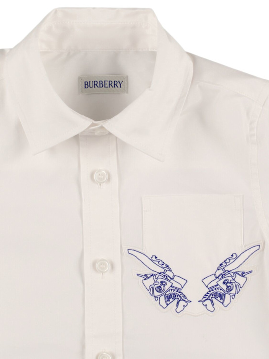 Burberry: Camicia in popeline di cotone stretch - kids-boys_1 | Luisa Via Roma