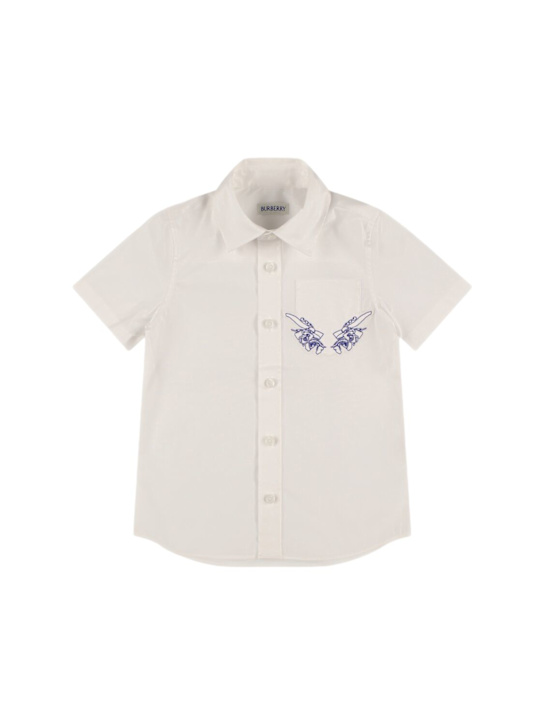 Burberry: Camicia in popeline di cotone stretch - kids-boys_0 | Luisa Via Roma
