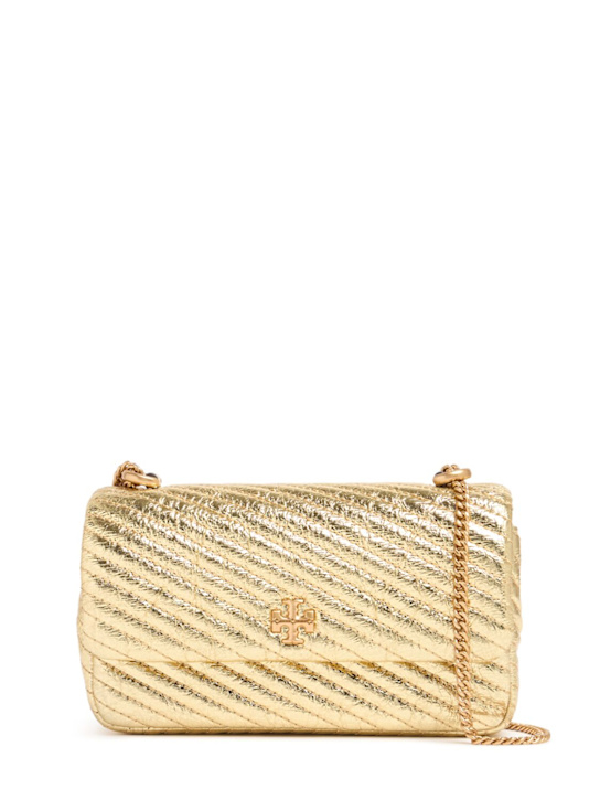 Tory Burch: Mini Kira metallic moto quilted flap bag - women_0 | Luisa Via Roma