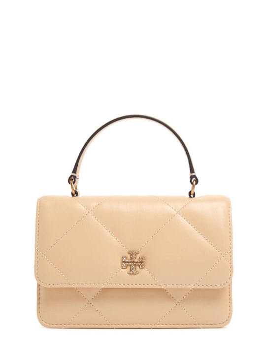 Tory Burch: Mini Kira pavé logo diamond quilted bag - women_0 | Luisa Via Roma