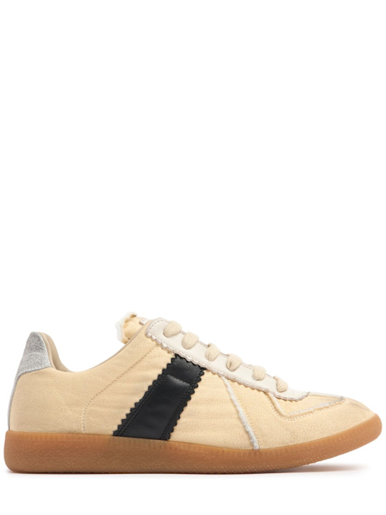 Maison Margiela: 20mm Replica leather & suede sneakers - women_0 | Luisa Via Roma