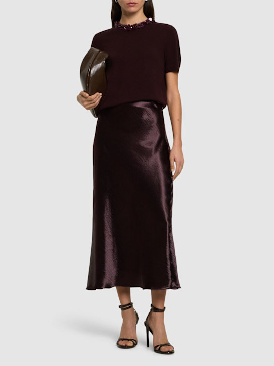 Tory Burch: Satin midi skirt - women_1 | Luisa Via Roma