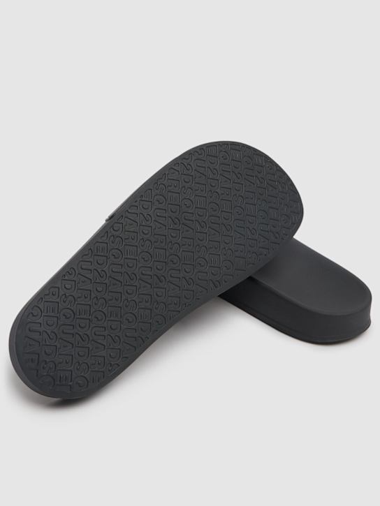 Dsquared2: Logo rubber slide sandals - Black - men_4 | Luisa Via Roma