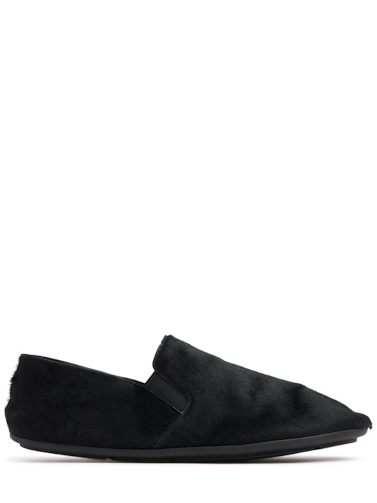 The Row: 10mm Vincit pony hair slip-on loafers - Black - women_0 | Luisa Via Roma