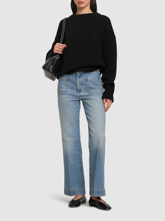 Victoria Beckham: Alina デニムツイルクロップドジーンズ - women_1 | Luisa Via Roma