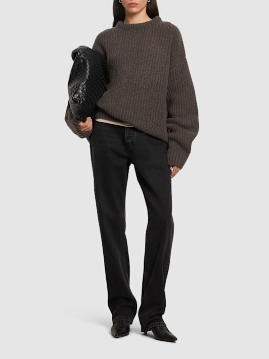 Aya Muse: Wool blend crewneck sweater - Taupe - women_1 | Luisa Via Roma
