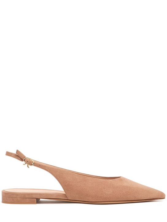 Gianvito Rossi: 10mm Robbie suede slingback flats - women_0 | Luisa Via Roma