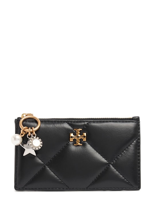 Tory Burch: Kira Charm Diamond quilted zip card case - women_0 | Luisa Via Roma
