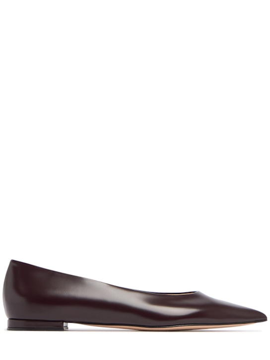 Gianvito Rossi: 10mm Leather ballerinas - Bourgogne - women_0 | Luisa Via Roma