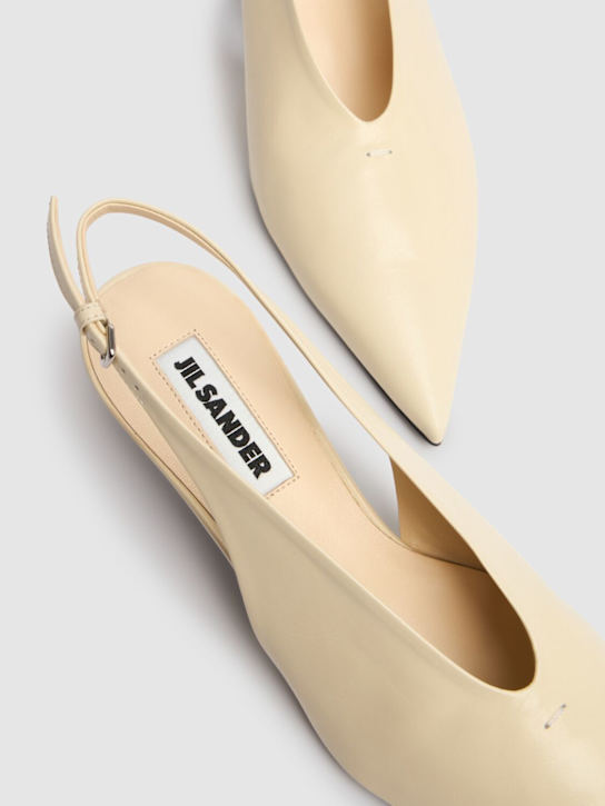 Jil Sander: 35mm Leather sling backs - Off White - women_3 | Luisa Via Roma