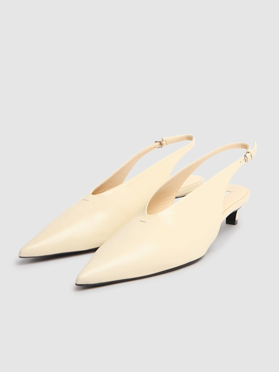 Jil Sander: 35mm Leather sling backs - Off White - women_2 | Luisa Via Roma