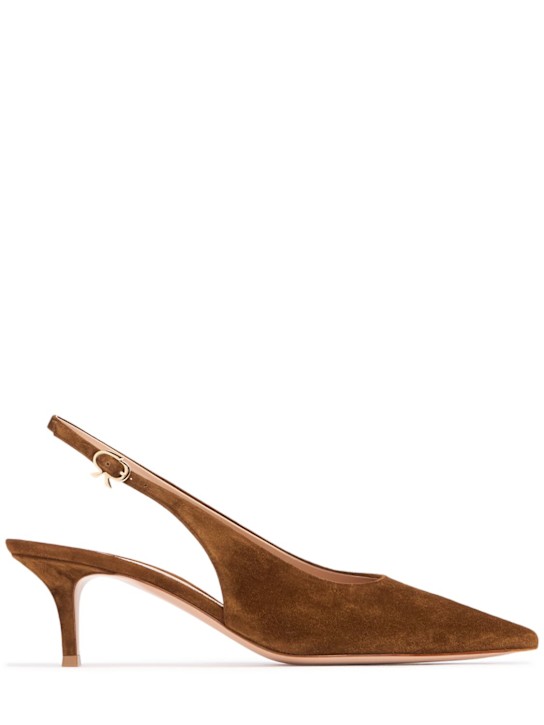 Gianvito Rossi: 55mm Robbie suede slingbacks - Tan - women_0 | Luisa Via Roma