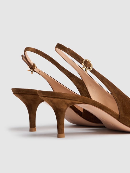 Gianvito Rossi: 55mm Robbie suede slingbacks - Tan - women_4 | Luisa Via Roma