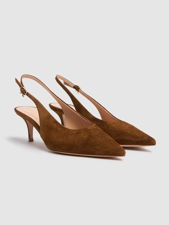 Gianvito Rossi: 55mm Robbie suede slingbacks - Tan - women_2 | Luisa Via Roma