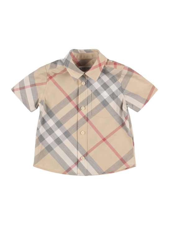 Burberry: Camicia in popeline di cotone stampato - kids-boys_0 | Luisa Via Roma