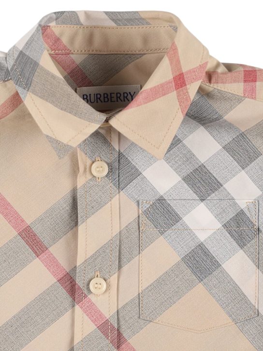 Burberry: Camicia in popeline di cotone stampato - kids-boys_1 | Luisa Via Roma