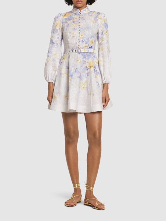 Zimmermann: Crush printed linen mini dress - women_1 | Luisa Via Roma