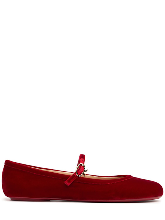 Gianvito Rossi: 5mm Carla velvet ballerinas - Tabasco Red - women_0 | Luisa Via Roma