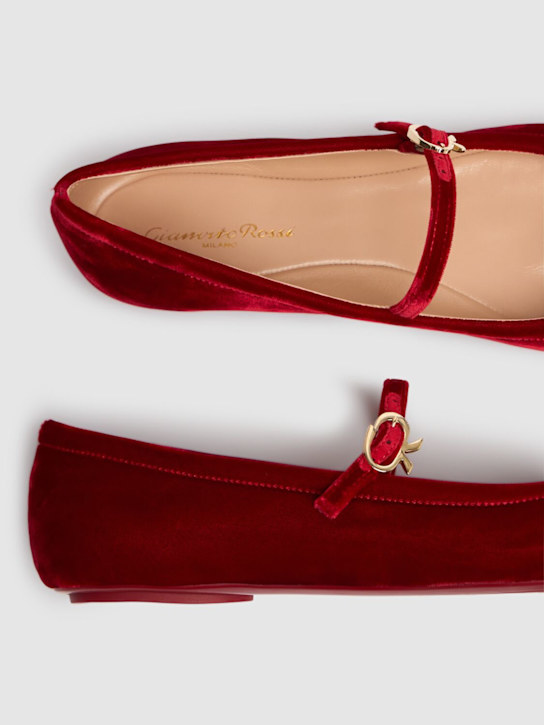 Gianvito Rossi: 5mm Carla velvet ballerinas - Tabasco Red - women_3 | Luisa Via Roma