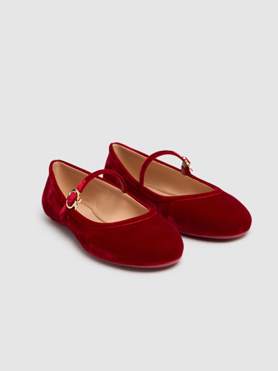 Gianvito Rossi: 5mm Carla velvet ballerinas - Tabasco Red - women_2 | Luisa Via Roma