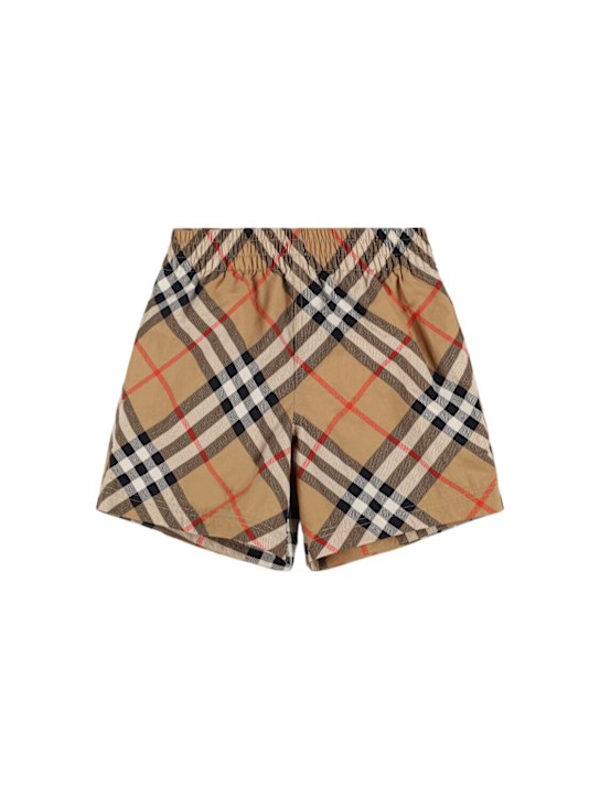 Burberry: Shorts con stampa check - kids-boys_0 | Luisa Via Roma