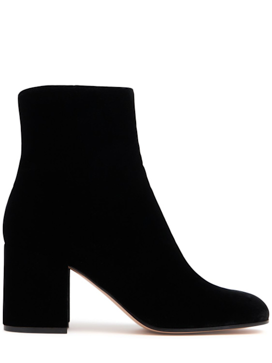 Gianvito Rossi: 70mm Joelle velvet ankle boots - Black - women_0 | Luisa Via Roma