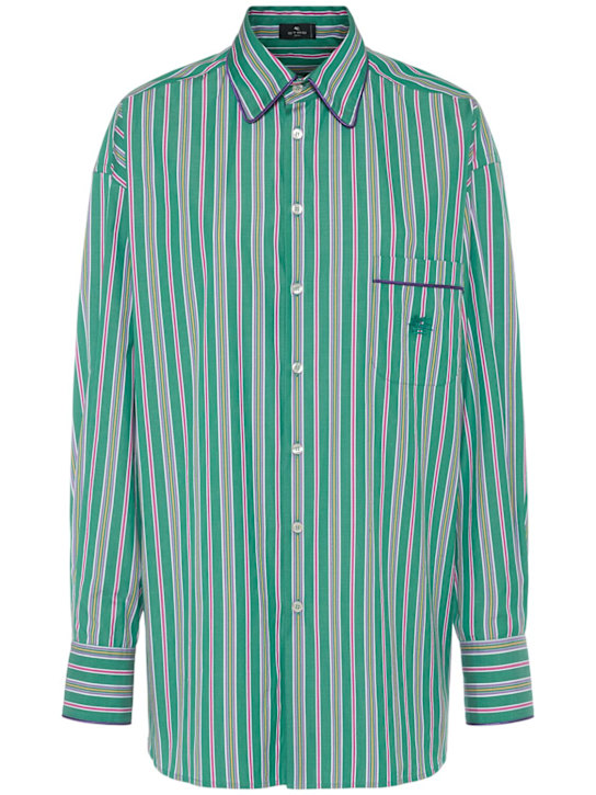 Etro: Striped cotton poplin shirt - women_0 | Luisa Via Roma