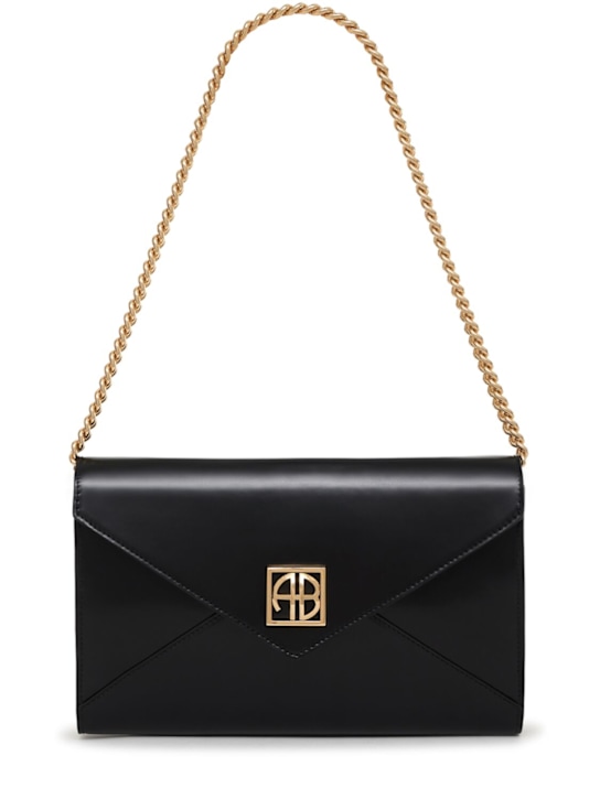 ANINE BING: Elly high-shine leather clutch - women_0 | Luisa Via Roma