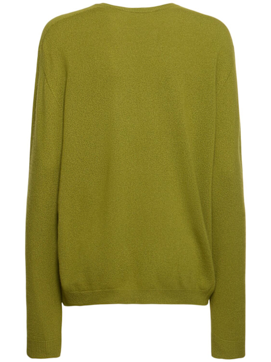 The Row: Isaora cashmere knit v neck sweater - Green - women_3 | Luisa Via Roma
