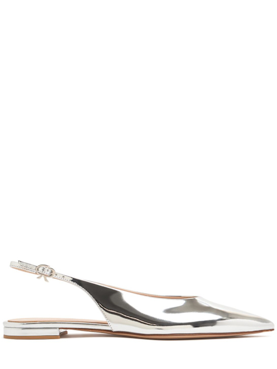 Gianvito Rossi: 10mm Metallic leather slingback flats - Silver - women_0 | Luisa Via Roma