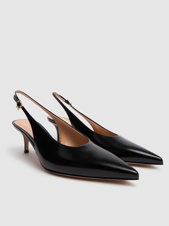 Gianvito Rossi: 55mm Robbie leather slingbacks - Black - women_2 | Luisa Via Roma