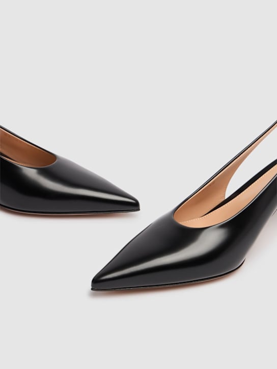 Gianvito Rossi: 55mm Robbie leather slingbacks - Black - women_3 | Luisa Via Roma