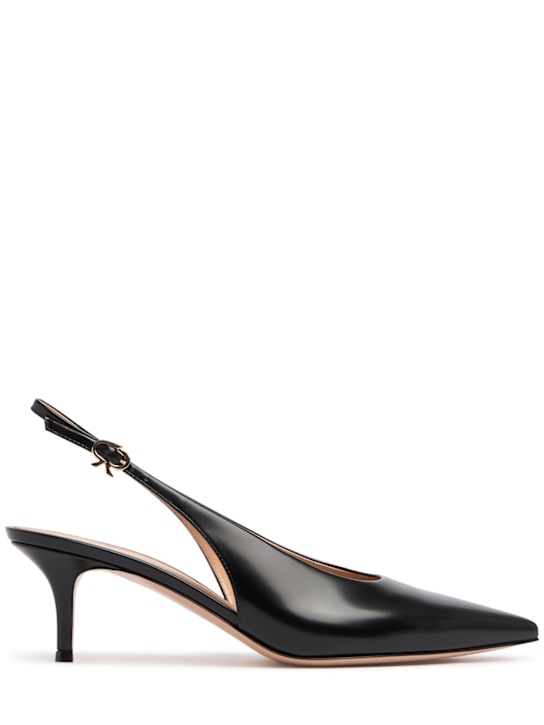 Gianvito Rossi: 55mm Robbie leather slingbacks - Black - women_0 | Luisa Via Roma