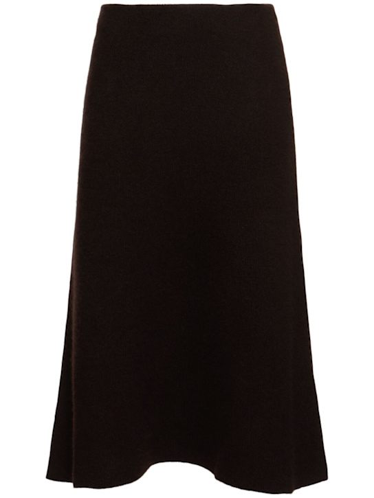 The Row: Ivaanka cashmere & silk midi skirt - Dark Brown - women_0 | Luisa Via Roma