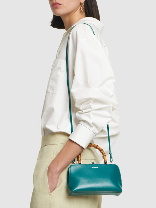 Jil Sander: Mini Goji Bamboo palmellato leather bag - Beetle - women_2 | Luisa Via Roma