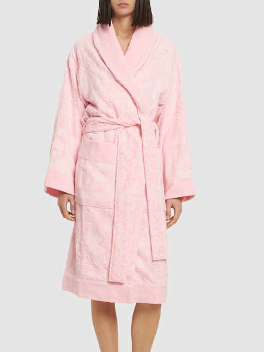 Dolce&Gabbana: Cotton jacquard bathrobe - Pink - ecraft_3 | Luisa Via Roma