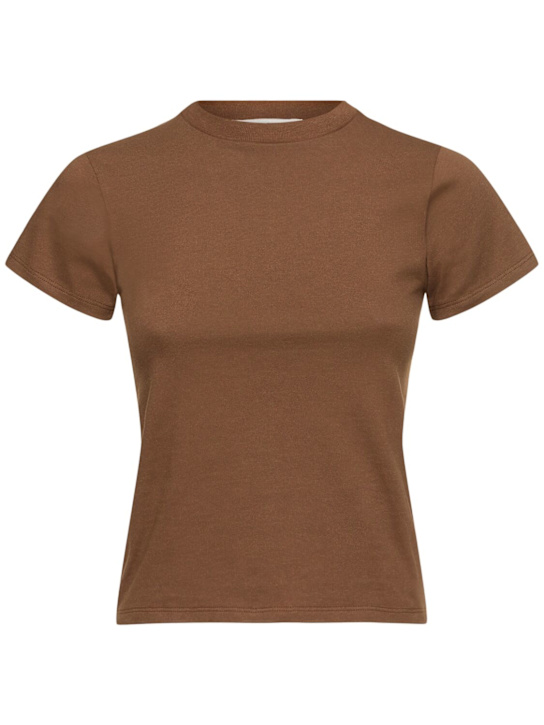 The Row: Tommy cotton & silk jersey top - Brown - women_0 | Luisa Via Roma