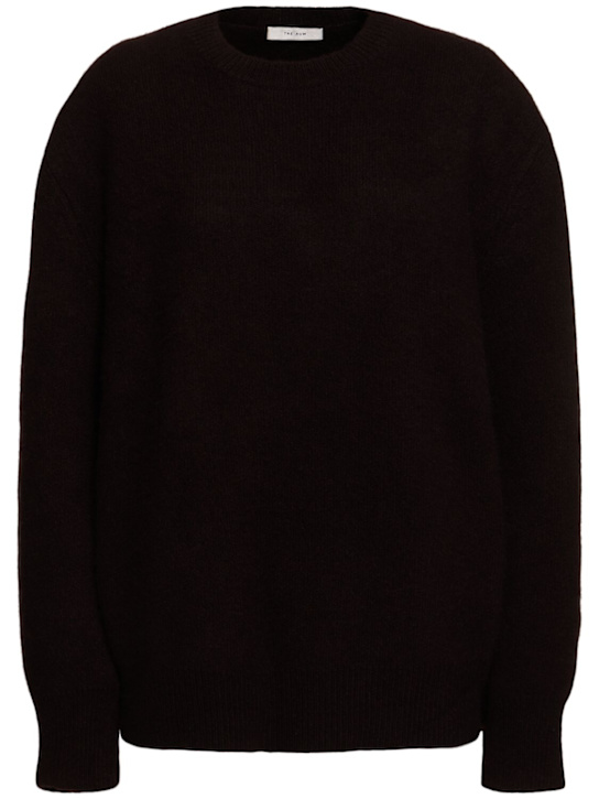 The Row: Idea silk blend knit crewneck sweater - Dark Brown - women_0 | Luisa Via Roma