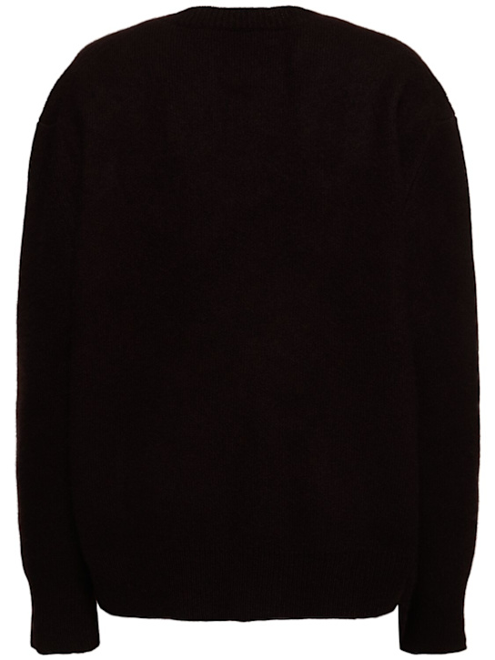 The Row: Idea silk blend knit crewneck sweater - Dark Brown - women_3 | Luisa Via Roma