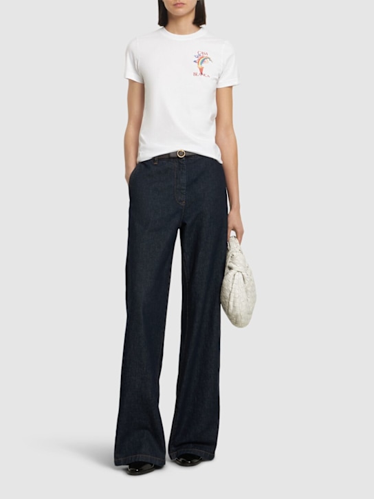 Casablanca: コットンジャージースリムTシャツ - women_1 | Luisa Via Roma