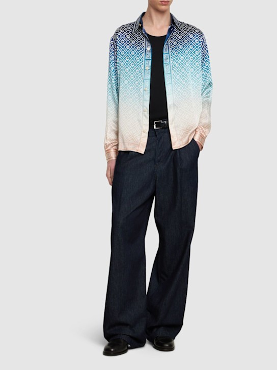 Casablanca: Monogram logo gradient silk shirt - men_1 | Luisa Via Roma